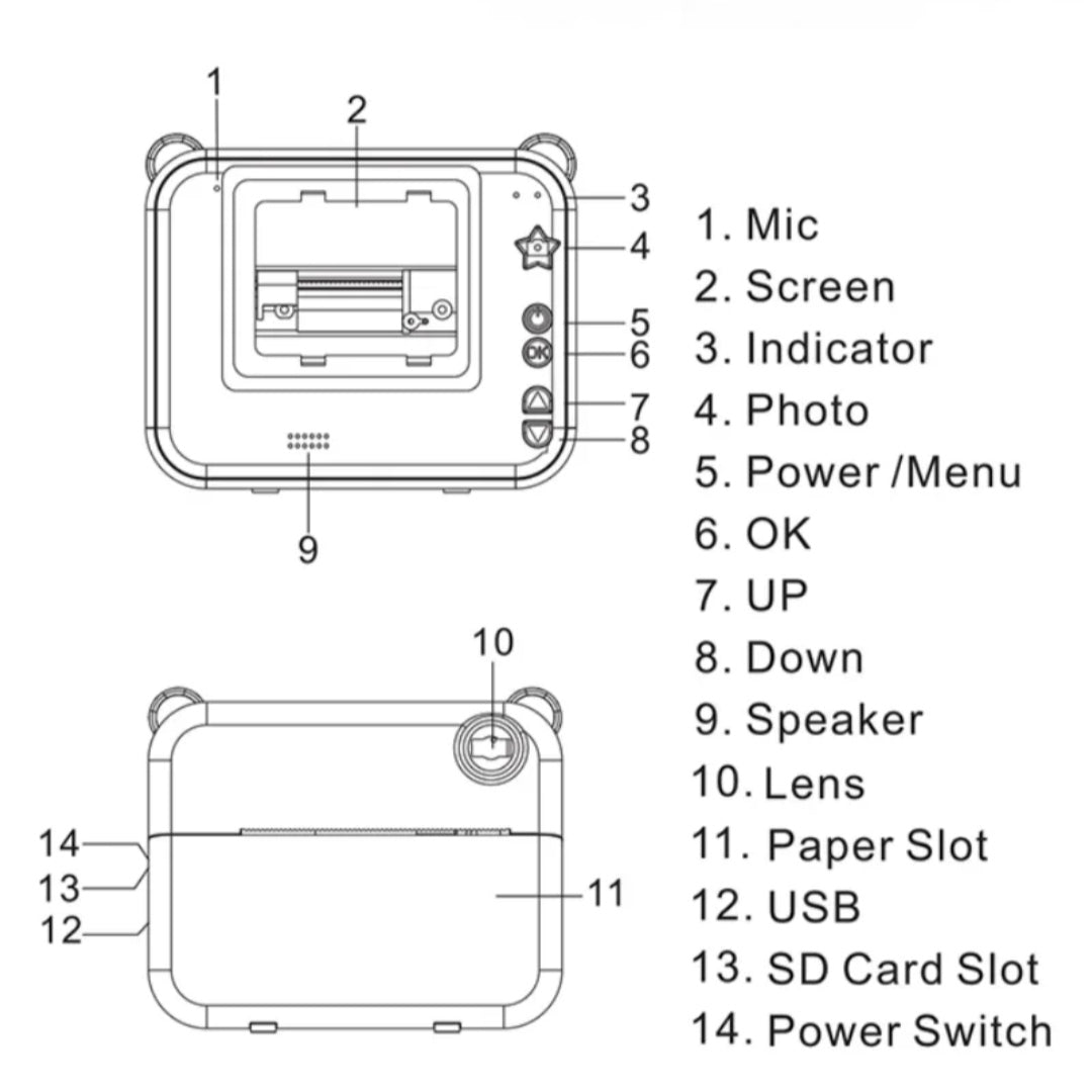Digitalna dečija kamera fotoaparat sa štampačem slika Print kamera
