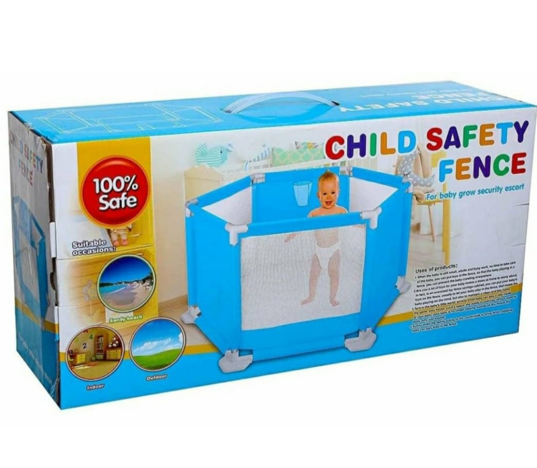 Šestougaona ogradica za bebe u plavoj boji