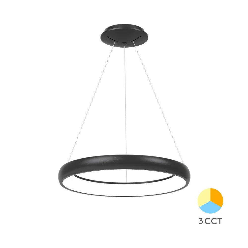 LED visilica crne boje, okrugli luster