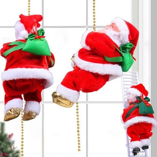 Novogodišnji deda mraz koji se penje i svira