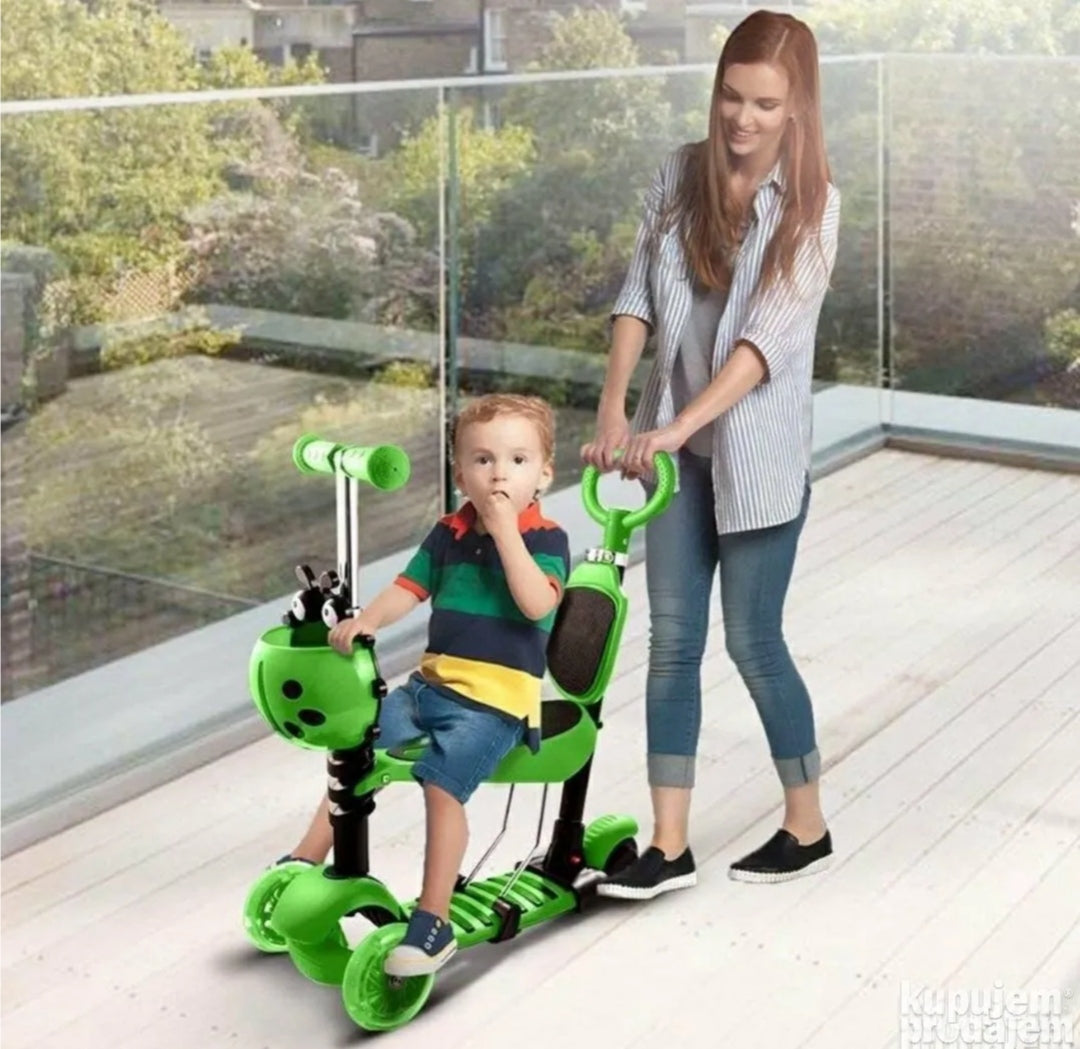 Trotinet bubamara 5 u 1 sa svetlećim točkovima PLAVI