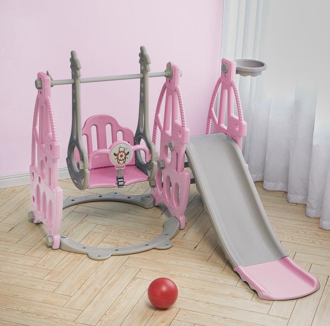 Tobogan Ljuljaška i Koš 3u1 ROZE