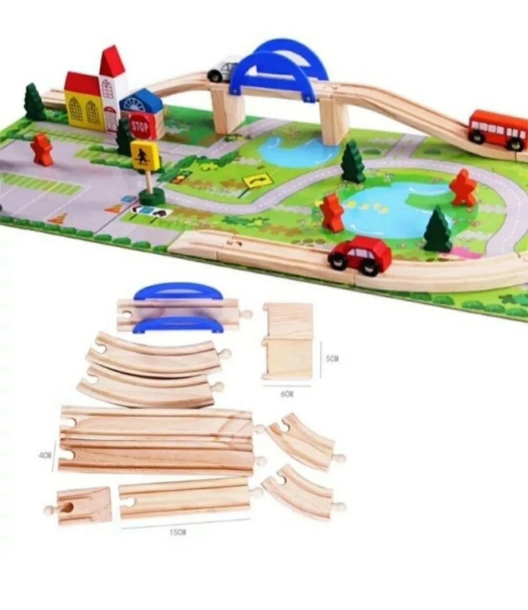 Igračka Drvengrad Drveni grad sa stazom i autićima