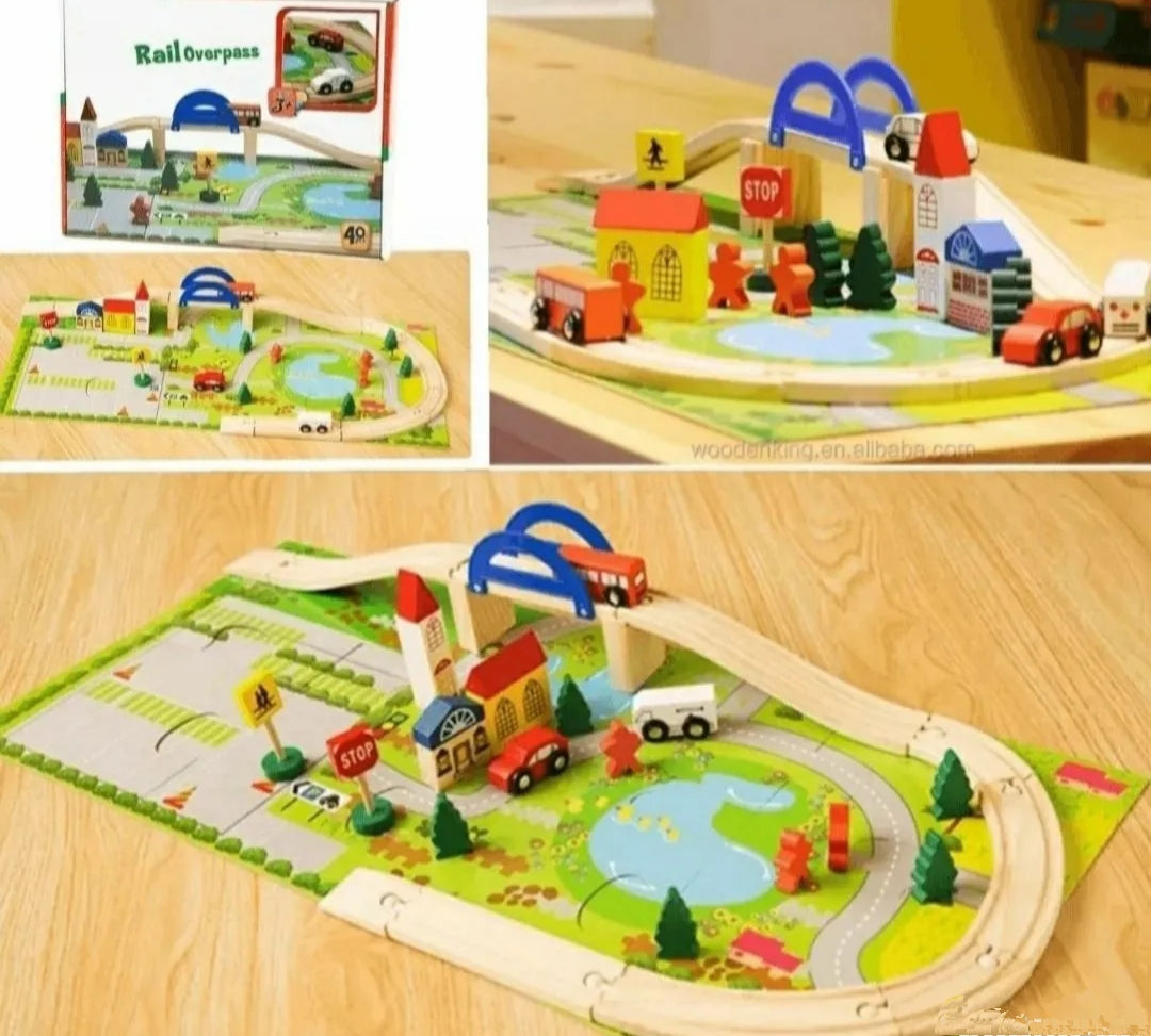 Igračka Drvengrad Drveni grad sa stazom i autićima