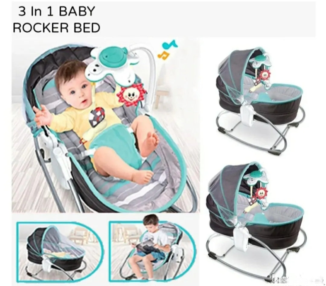 3u1 Krevet, Ležaljka - Njihalica i Stolica Za Bebe