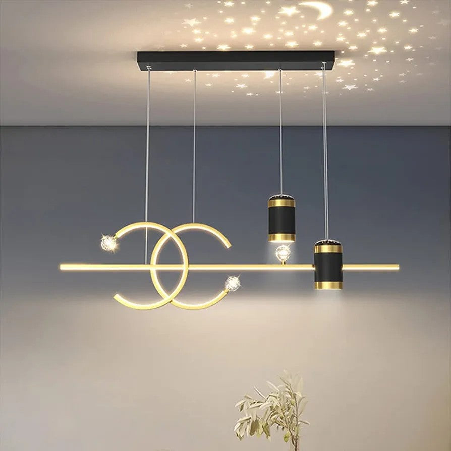 LED ovalni luster crno-zlatni 100cm GR 2185-3
