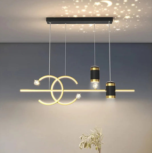 LED ovalni luster crno-zlatni 100cm GR 2185-3