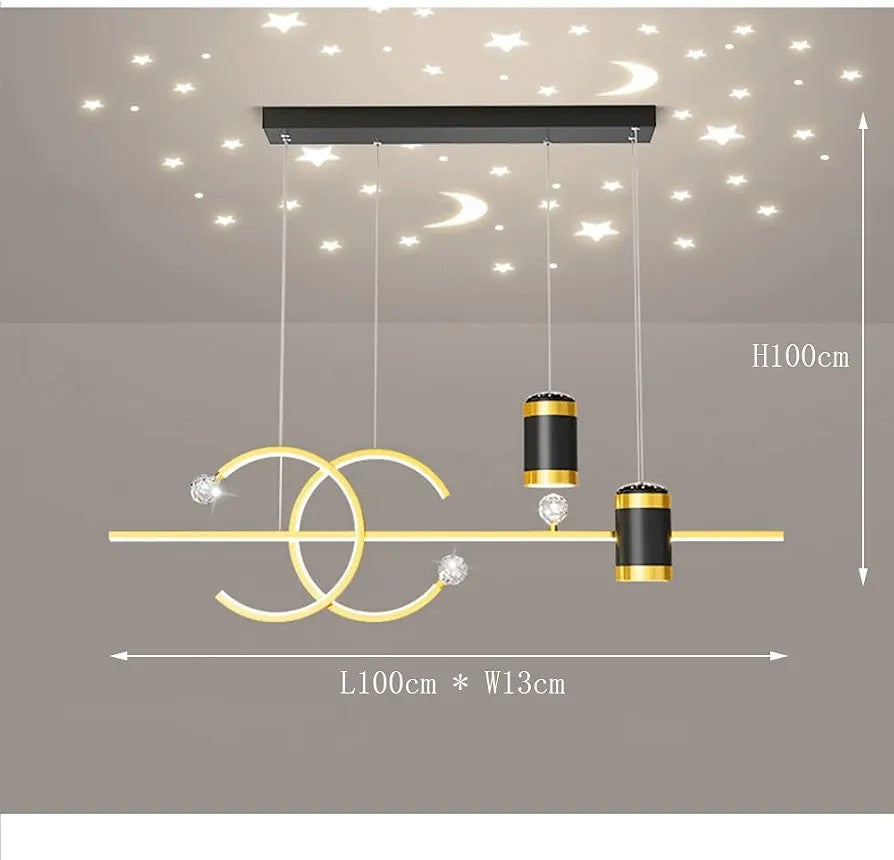 LED ovalni luster crno-zlatni 100cm GR 2185-3