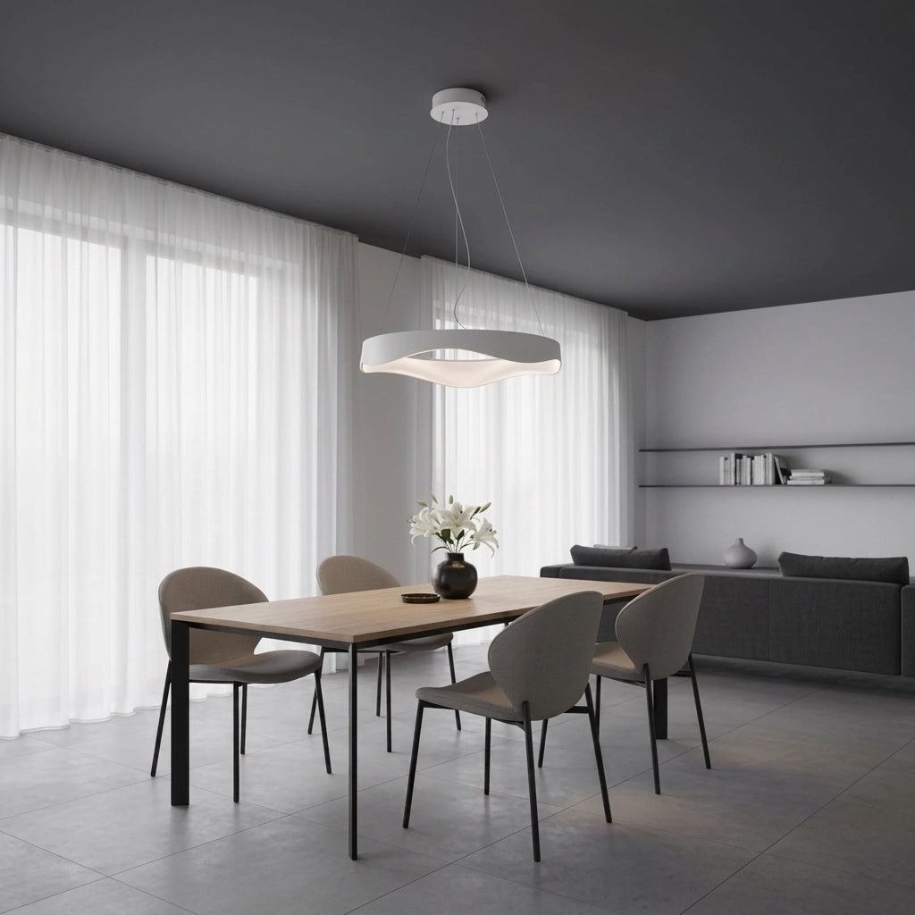 Moderan wave luster sa elegantnim osvetljenjem, okrugli talasasti luster