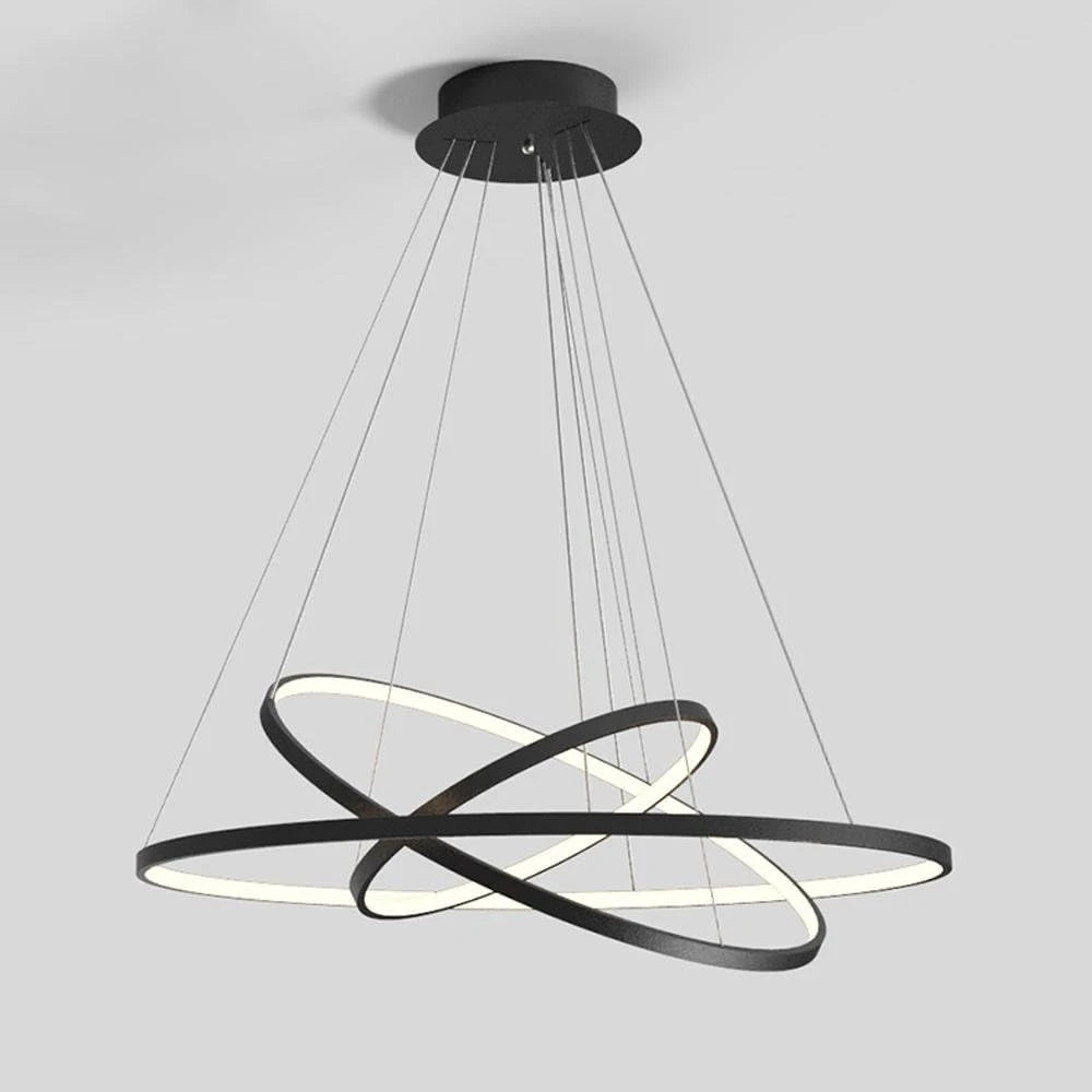 LED luster visilica crno bela, 3 prstena
